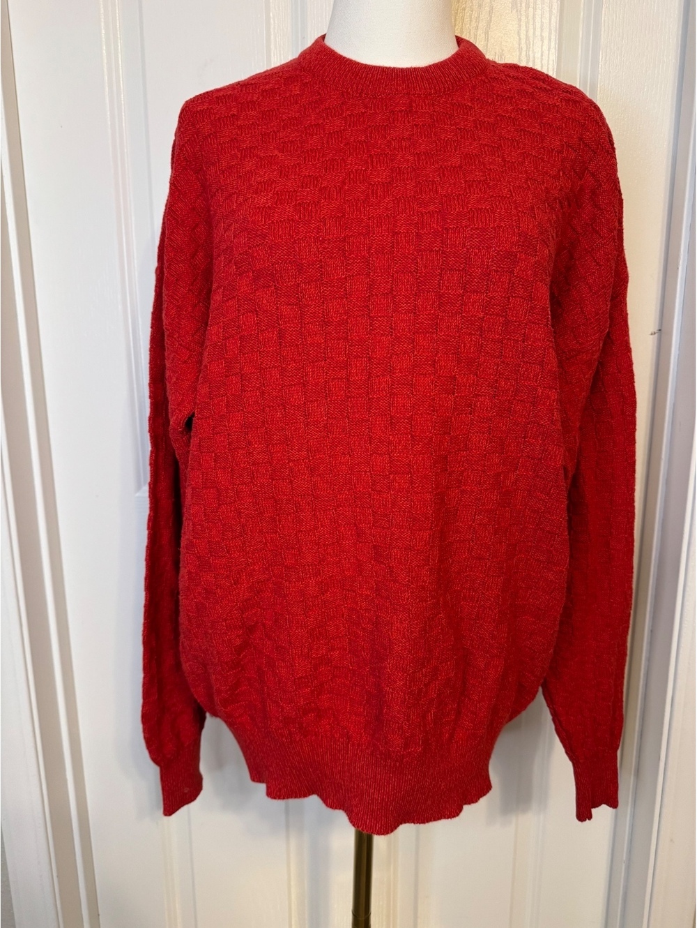 GANT Men’s Red Hand-Framed Heavy Knit 100% Cotton Sweater, Size L or XL